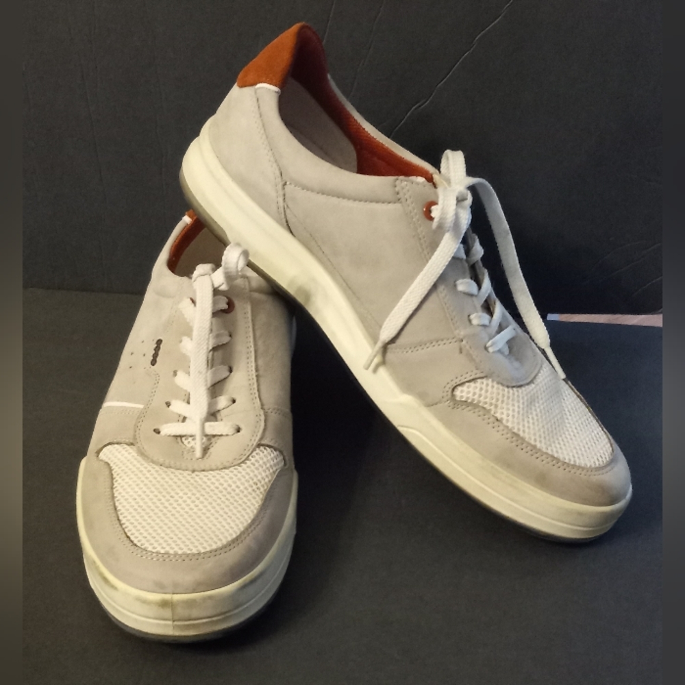 ECCO Shock Point Mash/ Suede White Gray Sneakers Men Size EU 46 US 13.
